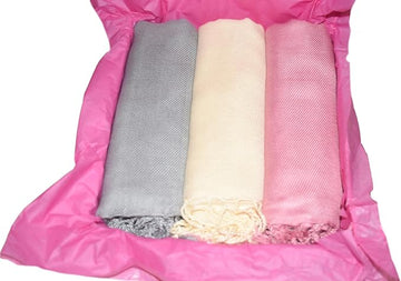 3 Piece Pashmina Gift Box with Hand-Tied Black Bow