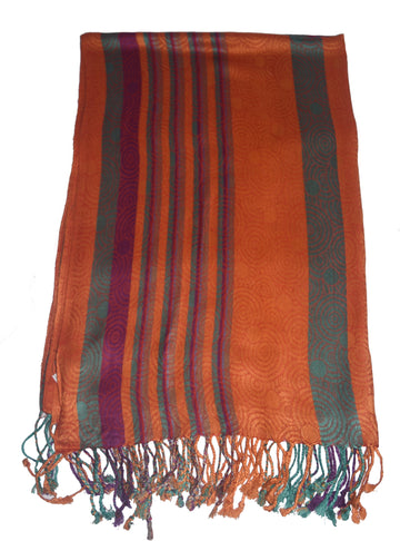 P4F Orange Stripe Designed Pashmina